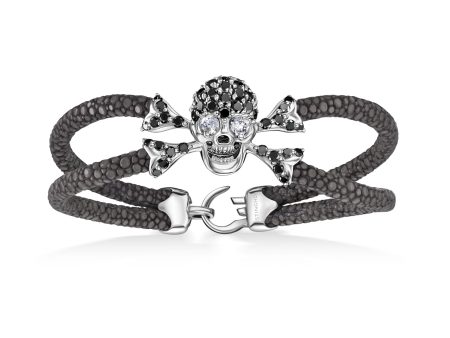 B477 Silver Skull covered in Black Diamonds with Diamond Eyes Hot on Sale