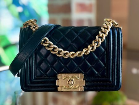 CHANEL Boy Bag Small Black Lambskin Shoulder Bag Online Sale