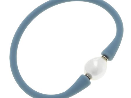 Silicone & Pearl Bracelet, Grey Cheap