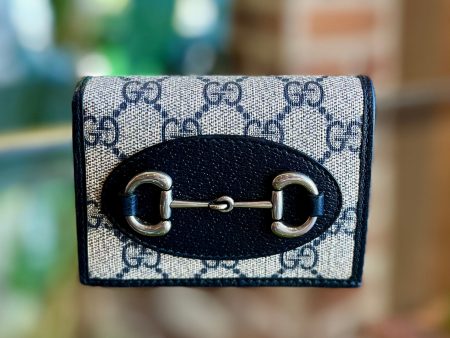 GUCCI Horsebit 1955 Navy Blue Wallet For Cheap