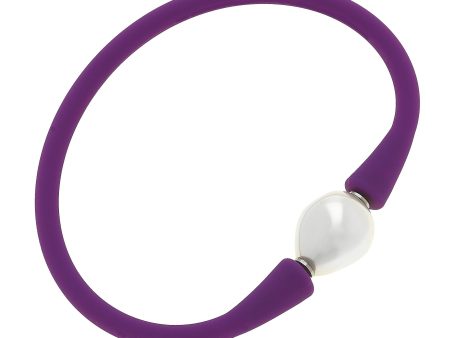 Silicone & Pearl Bracelet, Purple For Cheap