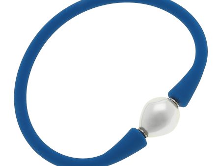 Silicone & Pearl Bracelet, Blue Hot on Sale