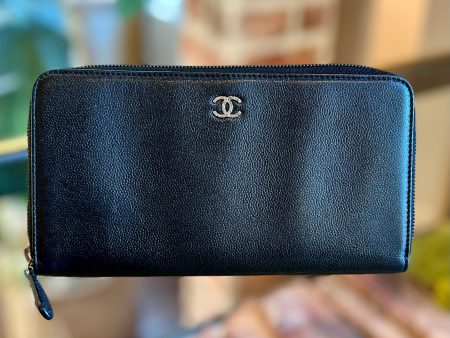 CHANEL CC Zip Around Black Caviar Leather Wallet ADI1135 Sale