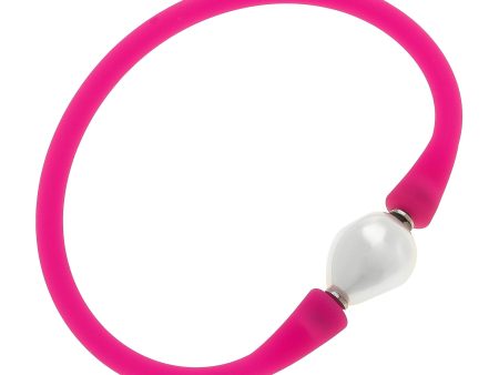 Silicone & Pearl Bracelet, Fuchsia Sale