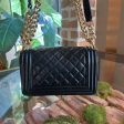 CHANEL Boy Bag Small Black Lambskin Shoulder Bag Online Sale