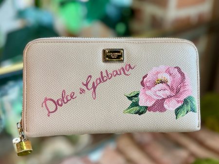 DOLCE & GABBANA Beige Floral Wallet TS3847 Sale