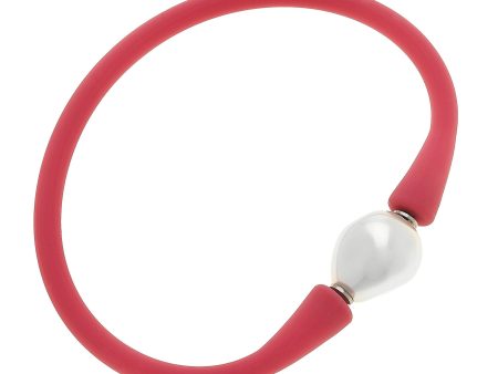 Silicone & Pearl Bracelet, Pink Hot on Sale