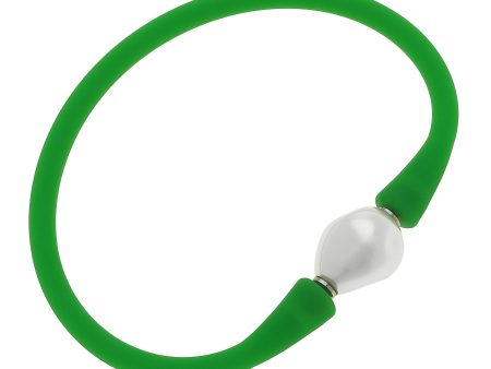 Silicone & Pearl Bracelet, Green Discount