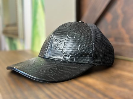 GUCCI Black GG Web Embossed Leather Hat SZL Online