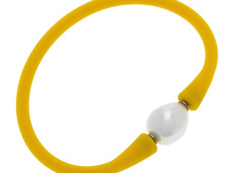 Silicone & Pearl Bracelet, Yellow Online now