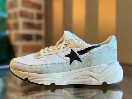 GOLDEN GOOSE Running White Gray Nappa and Suede Black Leather Star Lace Up Sneakers SZ39(9US) Fashion