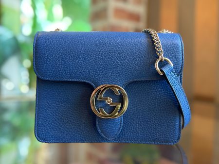 GUCCI Dollar Small GG Interlocking Blue Caspian Crossbody Supply