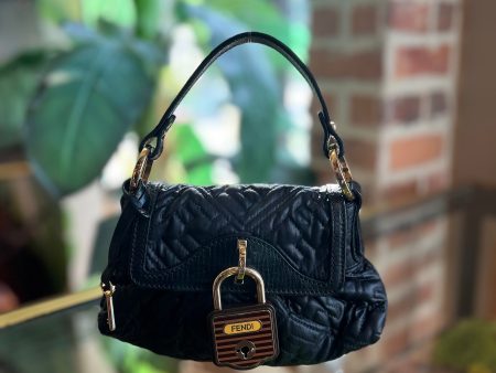 FENDI Black Puffer Small Lock Bag on Sale