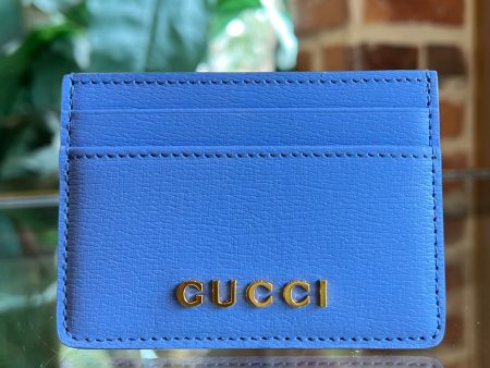 GUCCI Purple Leather Gucci Script Logo Card Case Wallet Cheap