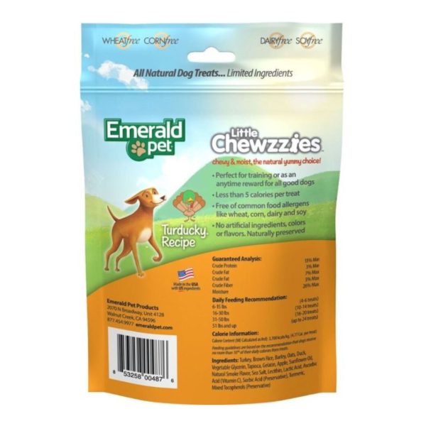 Emerald Pet Little Chewzzies Dog Treats Turducky 5oz. For Sale