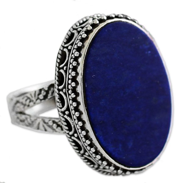 Pool of Memories Lapis Lazuli & Silver Cocktail Ring Online Sale