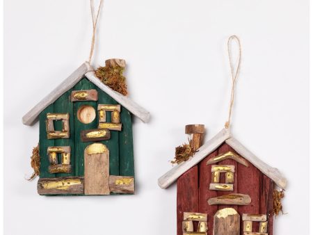 Handmade Recycled Driftwood Christmas House Ornament Hot on Sale