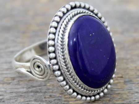 Lapis Lazuli & Sterling Silver Handcrafted Cocktail Ring Fashion