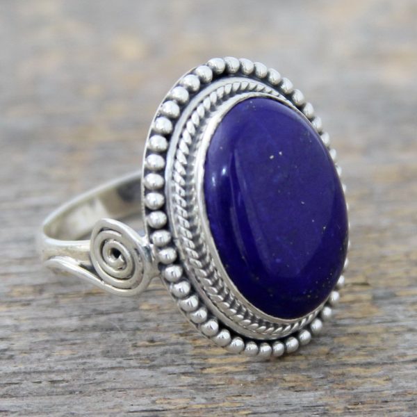 Lapis Lazuli & Sterling Silver Handcrafted Cocktail Ring Fashion