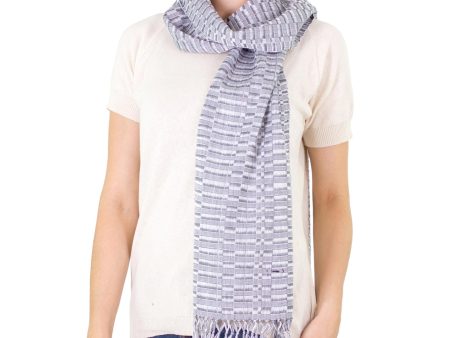 Antigua Mist Gray & White Handwoven Cotton Scarf Supply