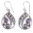 Lilac Radiance Floral Amethyst Silver Earrings For Discount