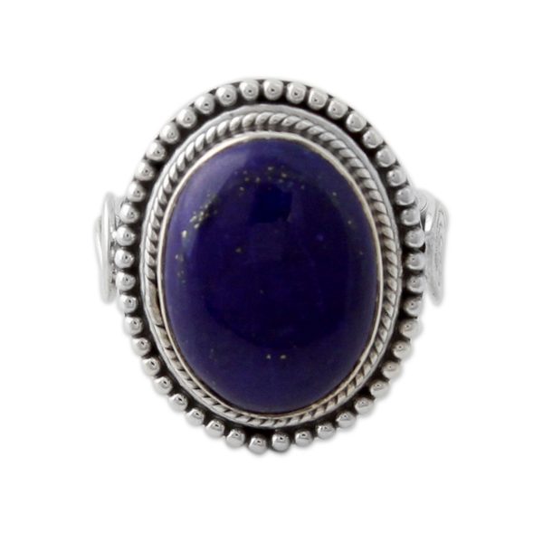 Lapis Lazuli & Sterling Silver Handcrafted Cocktail Ring Fashion