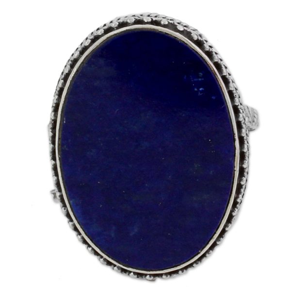 Pool of Memories Lapis Lazuli & Silver Cocktail Ring Online Sale