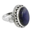 Handcrafted Lapis Lazuli & Sterling Silver Cocktail Ring Hot on Sale