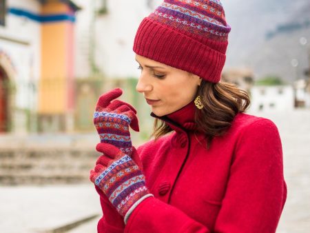 Andean Art Striped 100% Alpaca Knit Hat from Peru Online now