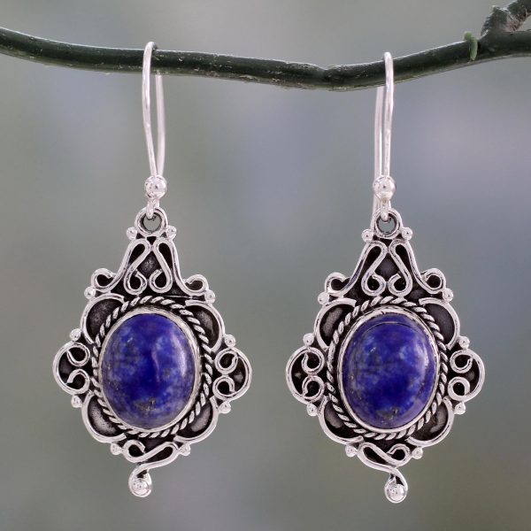 Sky Symphony Lapis Lazuli Oval Dangle Earrings Sale