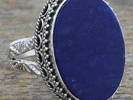 Pool of Memories Lapis Lazuli & Silver Cocktail Ring Online Sale