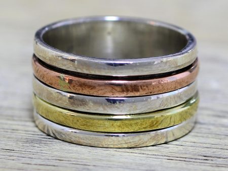 Sleek Simplicity Tri-Tone Meditation Spinner Ring Online Hot Sale