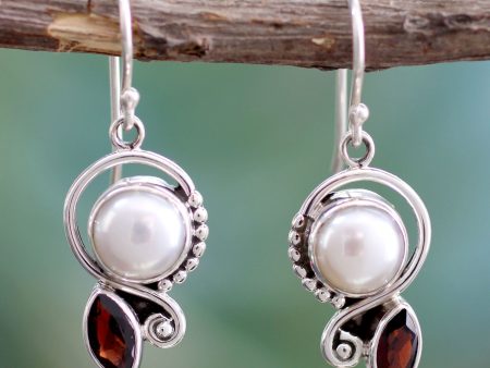 Sublime Romance Garnet & Pearl Dangle Earrings Online Hot Sale