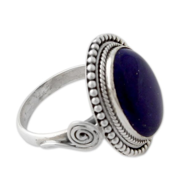 Lapis Lazuli & Sterling Silver Handcrafted Cocktail Ring Fashion