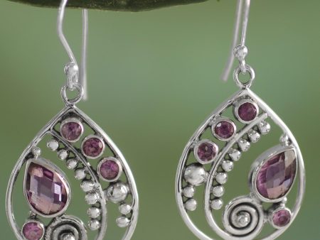 Lilac Radiance Floral Amethyst Silver Earrings For Discount