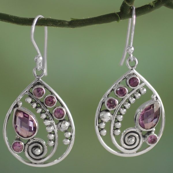 Lilac Radiance Floral Amethyst Silver Earrings For Discount