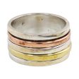 Sleek Simplicity Tri-Tone Meditation Spinner Ring Online Hot Sale