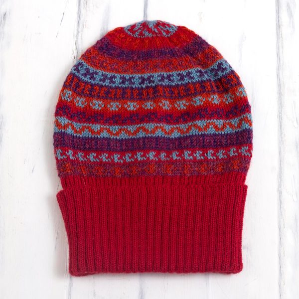 Andean Art Striped 100% Alpaca Knit Hat from Peru Online now