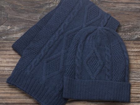 Antique Blue Allure Knitted Unisex Watch Cap in Azure 100% Alpaca from Peru For Sale